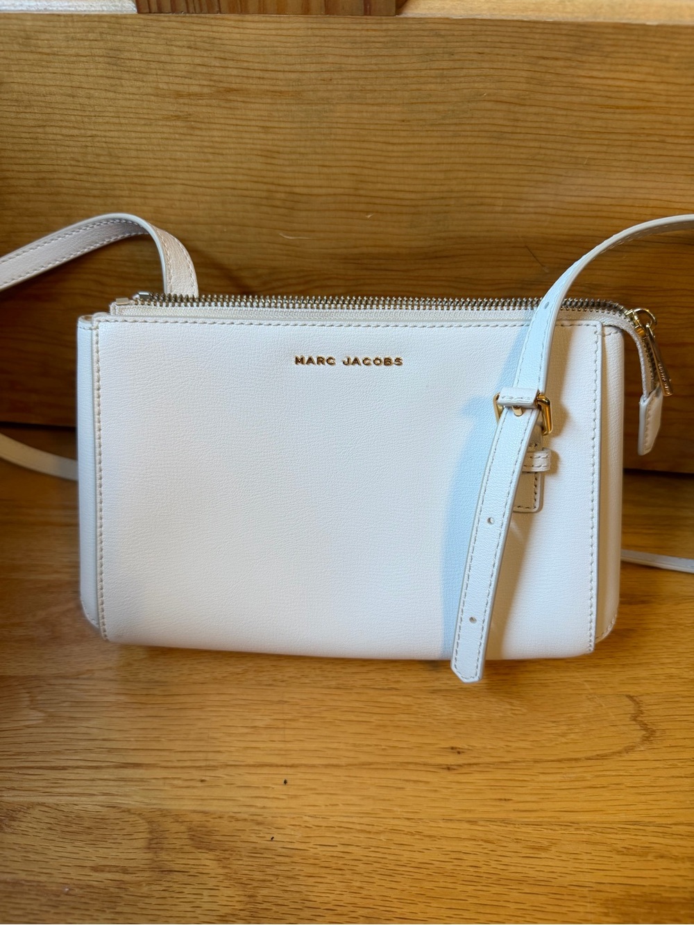 Marc Jacobs White Leather Crossbody with Gold Hardware